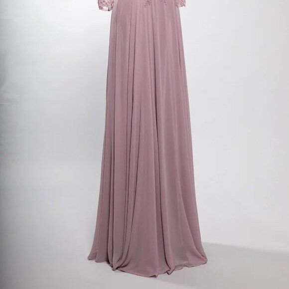 New A-Line MOB Formal Maxi Gown w/ Round Neck & Floral Lace Embroidery TC M2723J - Picture 5 of 8